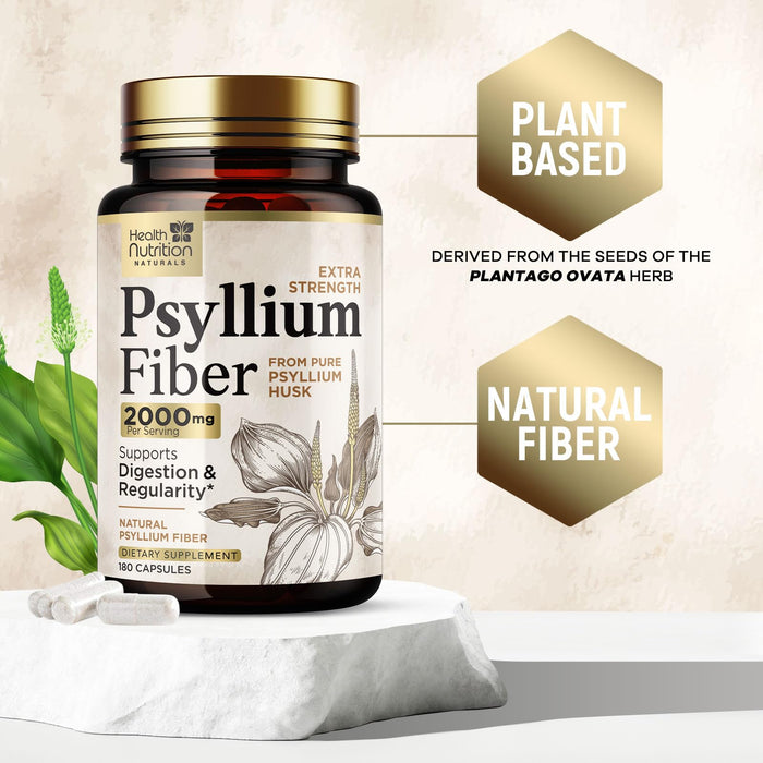 Psyllium Husk Fiber Capsules 1500mg – 180 Capsules