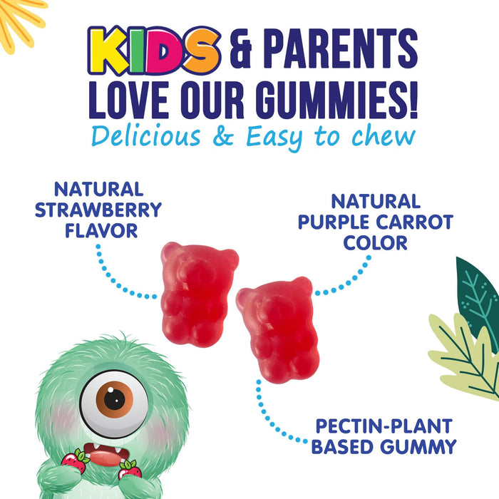 Fiber Gummies for Kids, Daily 4g Gummy Fiber Supplement, Prebiotic Digestive Health Support - Nature's Plant Based Soluble Fiber, Supports Regularity & Digestion for Kids Non-GMO - 120 Gummies
