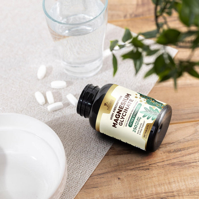 Magnesium (Glycinate) - Magnesium Supplement for Heart Health, Nerve, Muscle, Bone, and Sleep Support - 100% Chelated & High Absorption - 250 mg per Serving - Gluten Free, Vegan, Non-GMO - 120 Count