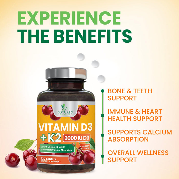 Vitamin D3 K2 2000 IU + with K2 (MK-7) 75 mcg – 120 Tablets