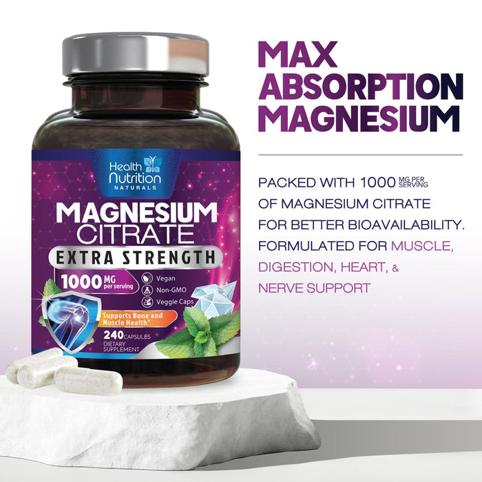 Magnesium Citrate Capsules 1000mg – 240 Capsules