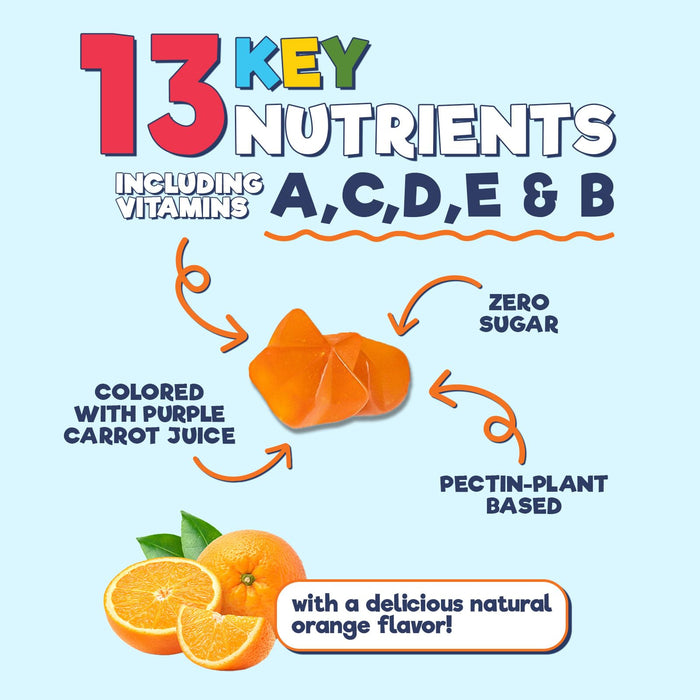 Multivitamin for Kids Gummies - Vitamin D3, C, B12, B6, A & Zinc, Daily Children Vitamins for Immune Support, Sugar-Free, Chewable Multivitamin Gummy for Toddlers & Kids, Orange Flavor - 60 Gummies