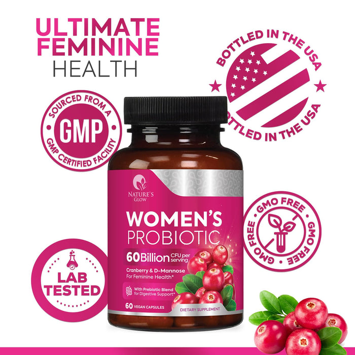 Probiotics For Women 50 Billion CFU - Women's Probiotic For Digestive Health 16 Unique Strains - Daily Vaginal PH Balance & Feminine Health Support, Womens Probiotic With Acidophilus - 60 Capsules