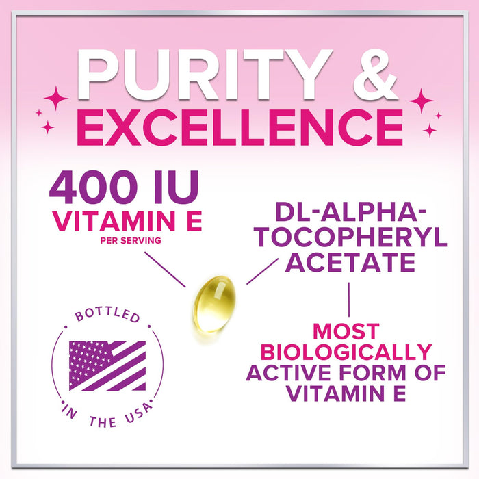 Vitamin E for Women and Men - 180 mg (400 IU) dl-Alpha - Powerful Antioxidant Dietary Supplement - Hair, Skin, & Immune Health Support - Easily Absorbed Form, Non-GMO & Gluten Free - 120 Softgels