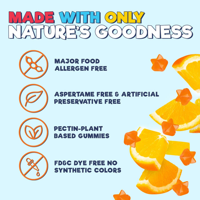 Multivitamin for Kids Gummies - Vitamin D3, C, B12, B6, A & Zinc, Daily Children Vitamins for Immune Support, Sugar-Free, Chewable Multivitamin Gummy for Toddlers & Kids, Orange Flavor - 60 Gummies