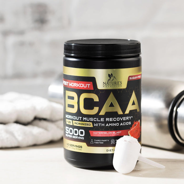 BCAA Powder 4g BCAA Amino Acids 2:1:1, 1g L-Glutamine, Vitamin B6 Complex - Energy Daily Powder Replenisher Post Workout - Muscle Recovery Support Drink for Men & Women, Sugar Free, Keto - 45 Servings