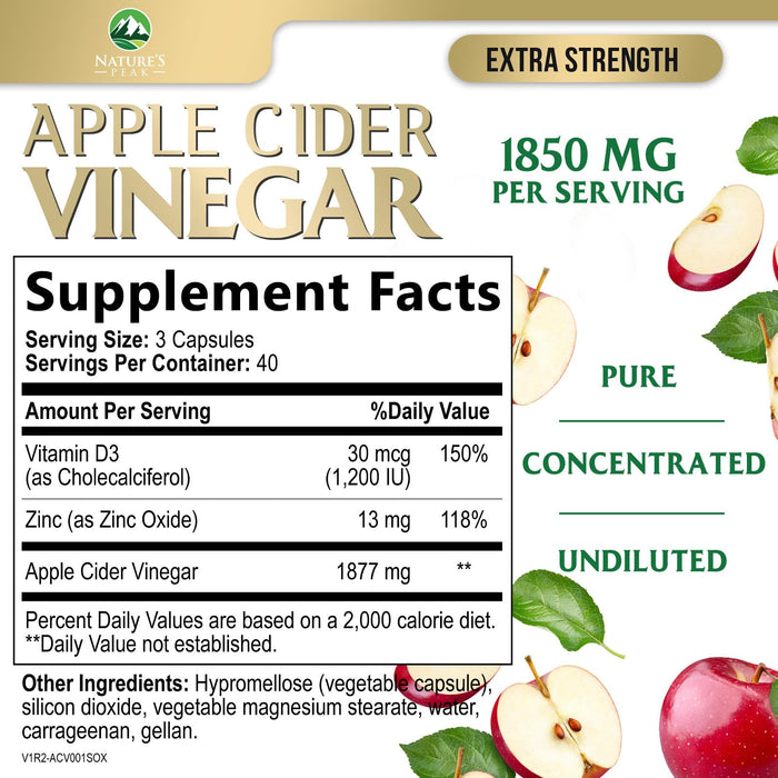 Apple Cider Vinegar Capsules ACV 1877mg – 120 Capsules