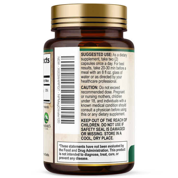 Magnesium Citrate 1000mg – 120 Capsules