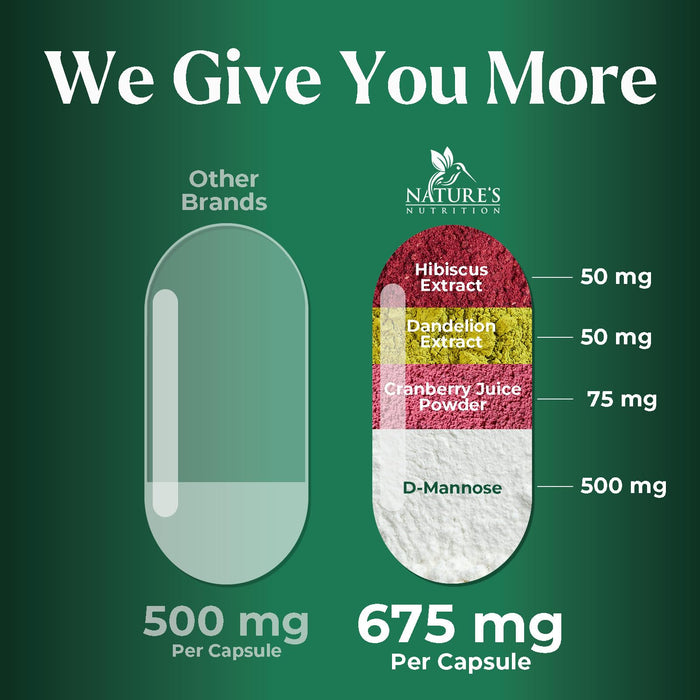D-Mannose Supplement 1,350 mg with Cranberry & Hibiscus - Effective Fast-Acting, Flush the Impurities for Natural Bladder, Urinary Tract Health Support, for Women and Men, Non-GMO, Vegan, 180 Capsules