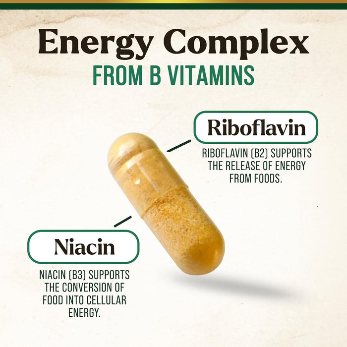 B Complex Vitamin Supplement 1000mcg - 3X Strength with Vitamin C & Folic Acid - Super B Complex Vitamins for Energy, Supports Hair Growth, Immune Support for Women & Men, USA Bottled - 60 Capsules