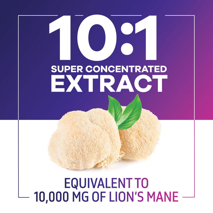 Lions Mane Mushroom Capsules 10,000mg - Lion’s Mane Supplement Capsules for Memory and Focus Support, Brain, Immune Health Support, Vegan, Bottled in USA, Lions Mane Mushroom Powder Extract, 120 Count