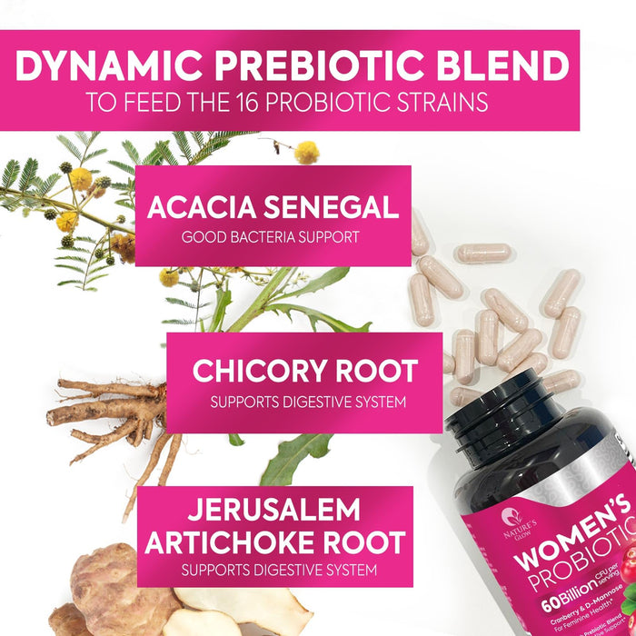 Probiotics For Women 50 Billion CFU - Women's Probiotic For Digestive Health 16 Unique Strains - Daily Vaginal PH Balance & Feminine Health Support, Womens Probiotic With Acidophilus - 120 Capsules