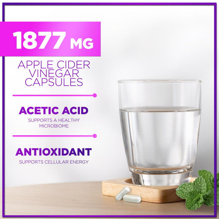 Apple Cider Vinegar Pills from the Mother - 1877mg of ACV with Vitamin D3 & Zinc, Non-GMO & Gluten Free, ACV Supplement for Digestion, Energy & Immune Support, Apple Vinegar Capsules - 60 Capsules