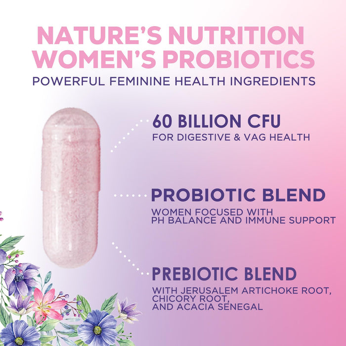 Probiotics for Women 60 Billion CFU - 16 Strains, Digestive Health, Vaginal pH & Immune Support, Prebiotics & Cranberry, Gut Health & Urinary Support, Shelf Stable Women's Probiotic - 120 Capsules