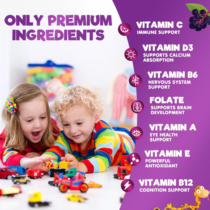 Multivitamin for Kids Gummies with Vitamin C, D3 & Zinc for Children's Immune Support - Chewable, Daily Kids Multi Vitamin Gummy, Non-GMO, Gluten Free, Natural Strawberry Flavor - 60 Gummies