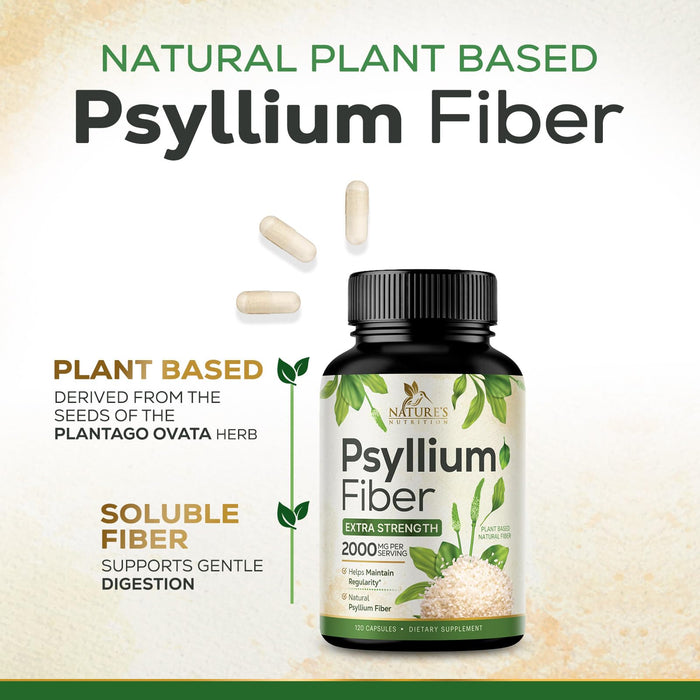 Psyllium Husk Fiber 2000mg – 120 Capsules