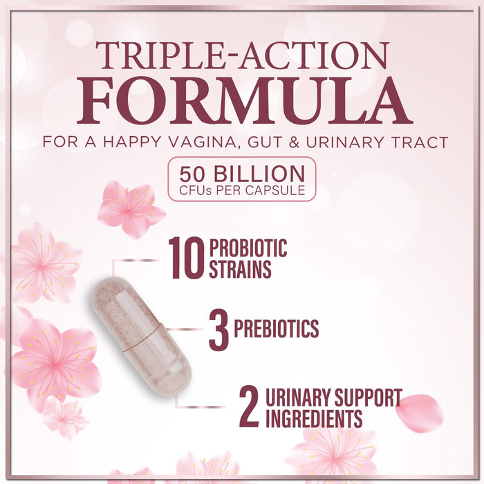 Vaginal Probiotics for Women - Vaginal PH Flora Feminine Health Balance Support - 50 Billion CFU Per Capsule, Odor Digestive Immune Support - Womens Probiotics Supplement with Cranberry - 60 Capsules