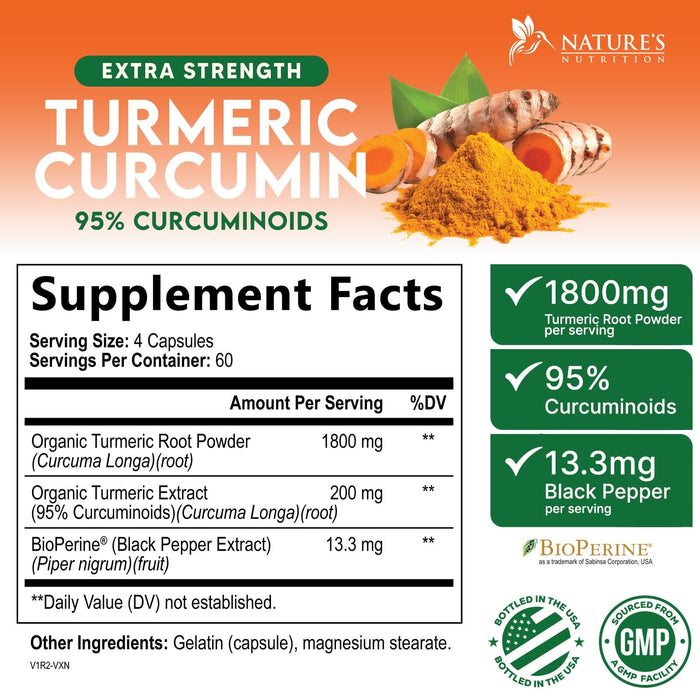 Turmeric Curcumin 2000mg with BioPerine + 95% Curcuminoids - 240 Capsules