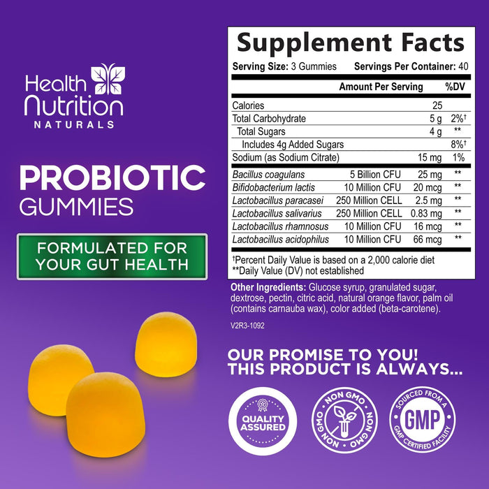 Probiotic Gummies for Women & Men - 5 Billion CFUs Gut Health Support Gummy, Daily Probiotics Supplement for Digestive Health Gummy, Probiotic Strains for Immune Support, Non-GMO & Vegan - 120 Gummies