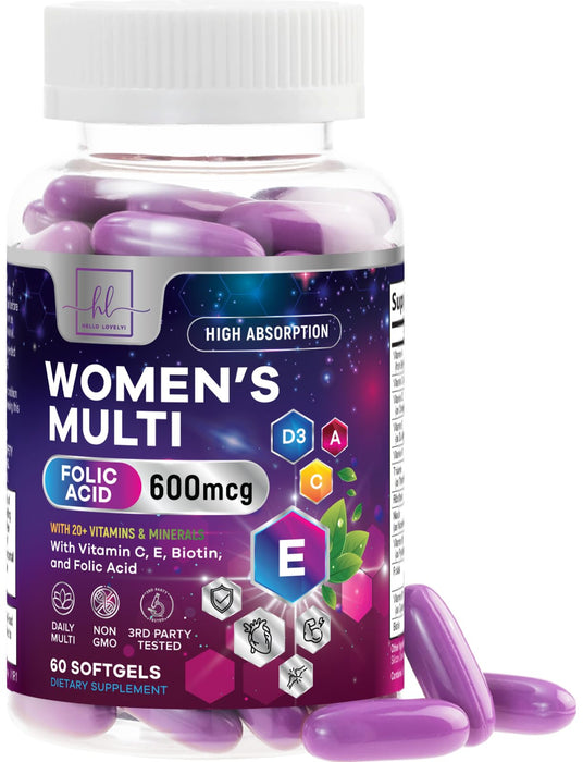 Multivitamin for Women - Vitamin A, C, D, E, and 8 B Vitamins for Energy & Immune Support, with Biotin, Iron & Zinc for Bone & Skin Health, Daily Womens Multivitamin & Minerals - 60 Softgels