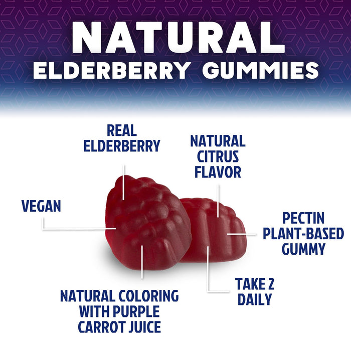 Immune Support Gummies - Sambucus Elderberry Gummy with Elder Berry Extract, Zinc & Vitamin C, Natural Vegan Immune Support Supplement for Adults & Children, Gummy Elderberry Vitamins - 120 Gummies