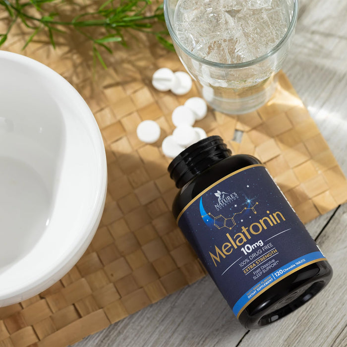 Melatonin 10 mg Fast Dissolve, Melatonin Supplements for Restful Sleep, Natural Sleep Support Supplement for Adults, Extra Strength Strawberry-Flavored Tablets, Sugar Free, 120 Tablets, 120 Day Supply