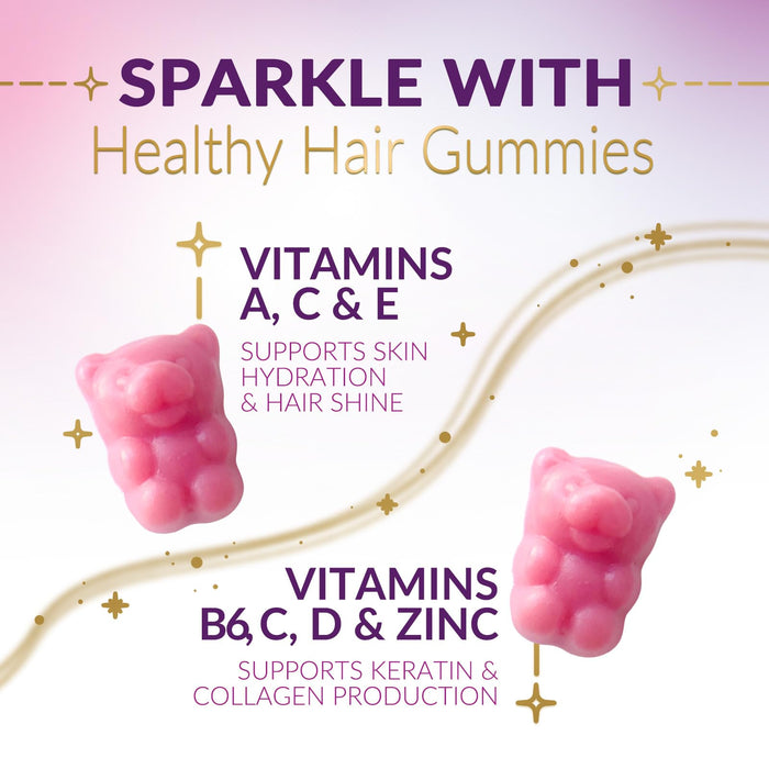 Hair Vitamins Gummies with Biotin 5000 mcg Vitamin E & C Support Hair Growth Gummy, Premium Vegetarian Non-GMO, for Stronger, Beautiful Hair, Skin & Nails, Biotin Gummies Supplement - 60 Gummy Bears