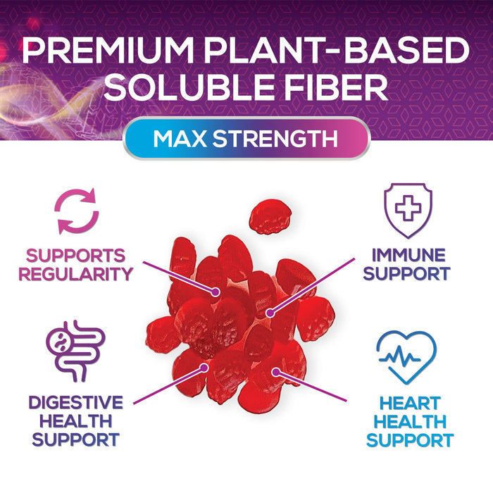 Fiber Gummies for Adults, Daily 4g Gummy Fiber Supplement, Prebiotic Gummy Digestive Health Support - Plant Based Soluble Fiber Chews, Prebiotics Supports Regularity & Digestion Non-GMO - 60 Gummies