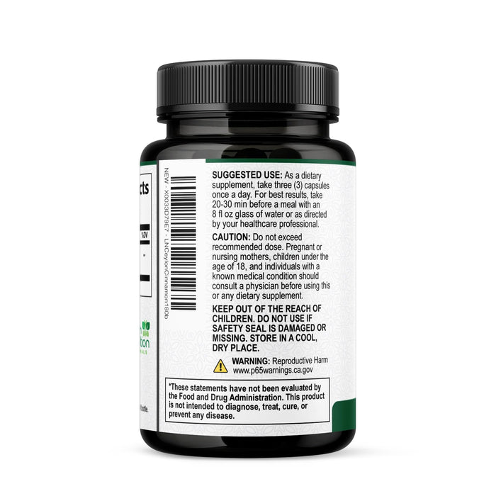 Ceylon Cinnamon Capsules 1800mg – 180 Capsules