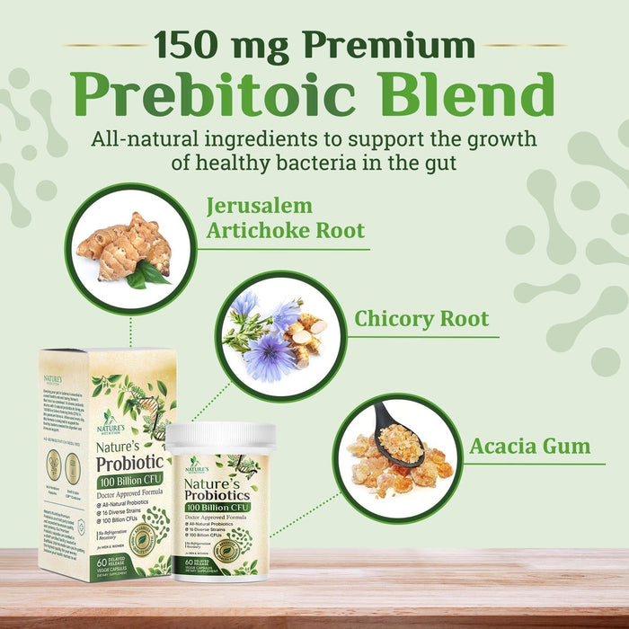 Probiotics for Women Capsules - 100 Billion CFU Prebiotics, Acidophilus Probiotics Supports Immune System Digestive Health, Supports Occasional Constipation & Bloating, Daily Supplement - 60 Capsules