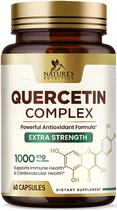Quercetin 1000mg Per Serving – Extra Strength Quercetin Dihydrate Capsules from Sophora Japonica – Plant-Based Bioflavonoids for Cellular & Immune Support – Non-GMO, Vegan - 60 Veggie Capsules