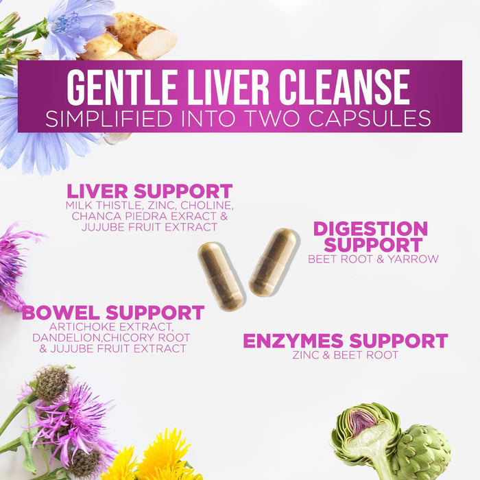 Liver Cleanse Detox & Repair Formula - Herbal Liver Support Supplement with Milk Thistle with Silymarin, Artichoke Extract, Dandelion, Beet, Chicory Root, & Turmeric for Liver Health - 120 Capsules