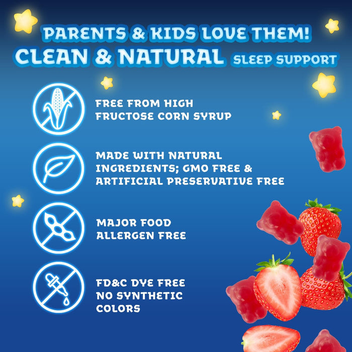 Kids Sleep Gummies 2mg - Children's Sleep Gummy with Melatonin, Non-Habit Forming, Works with Natural Sleep Cycle, Supports Peaceful, Restful Sleep, Calm & Drug-Free, Natural Berry Flavor, 60 Gummies