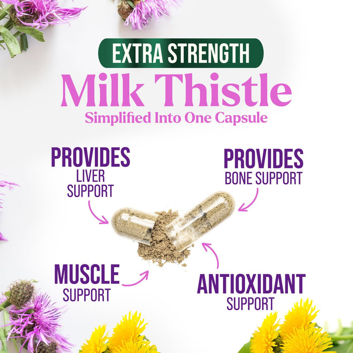 Milk Thistle Extract - Liver Cleanse Detox & Repair Formula with Dandelion Extract 1000mg - Herbal Liver Supplement - Nature's Milk Thistle w/Silymarin Marianum, Supports Liver Health - 60 Capsules