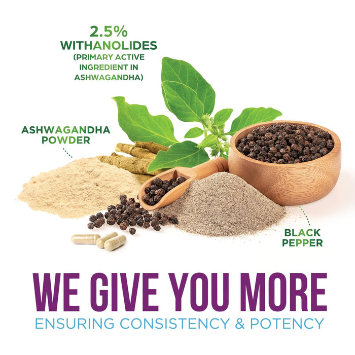 Ashwagandha 2100mg - Extra Strength with Black Pepper for Max Absorption, Ashwagandha Powder and Root Supplements for Women & Men, Antioxidant Support, Vegan, Non-GMO & Gluten Free - 120 Capsules