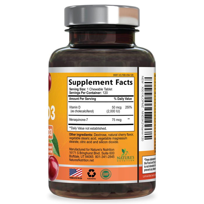 Vitamin D3 K2 2000 IU + with K2 (MK-7) 75 mcg – 120 Tablets