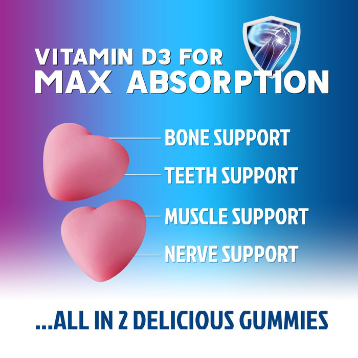 Sugar Free Chewable Calcium Gummy Vitamins - Plus 400 IU Vitamin D3 for Bone, Teeth, & Immune Health Support - Calcium Supplements for Women & Men Daily, Non-GMO, Berry Flavored - 60 Gummies