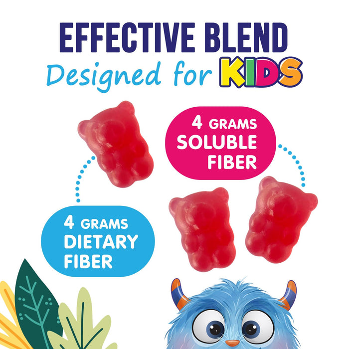 Fiber Gummies for Kids, Daily 4g Gummy Fiber Supplement, Prebiotic Digestive Health Support - Nature's Plant Based Soluble Fiber, Supports Regularity & Digestion for Kids Non-GMO - 60 Gummies