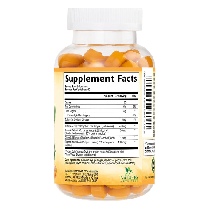 Turmeric Gummies with Black Pepper & Ginger for Absorption – 120 Gummies
