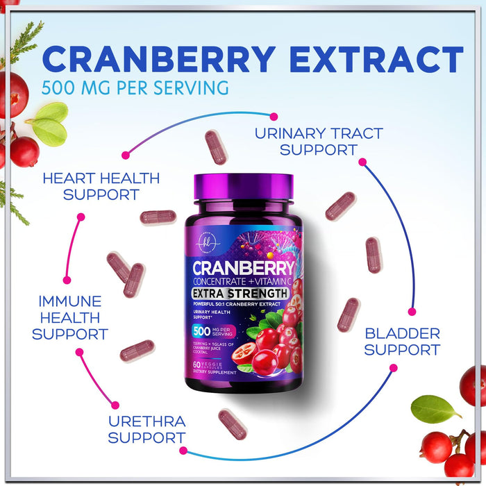 Cranberry 25,000mg Formula + Vitamin C – 60 Capsules