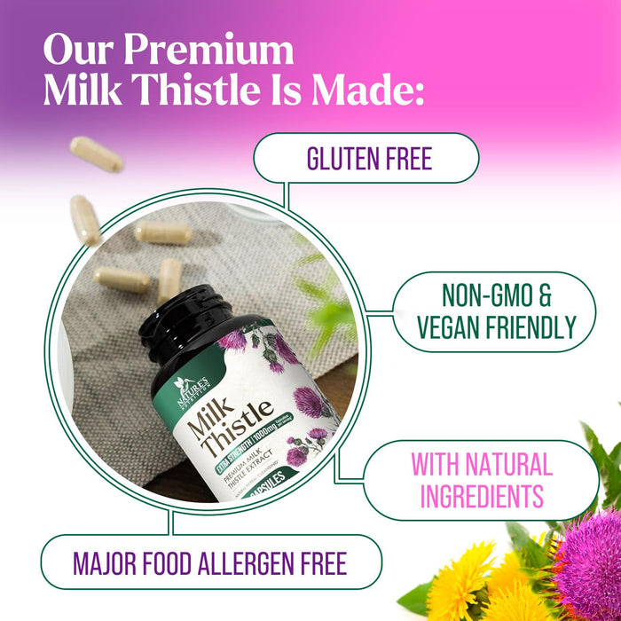 Milk Thistle Extract - Liver Cleanse Detox & Repair Formula with Dandelion Extract 1000mg - Herbal Liver Supplement - Nature's Milk Thistle w/Silymarin Marianum, Supports Liver Health - 120 Capsules