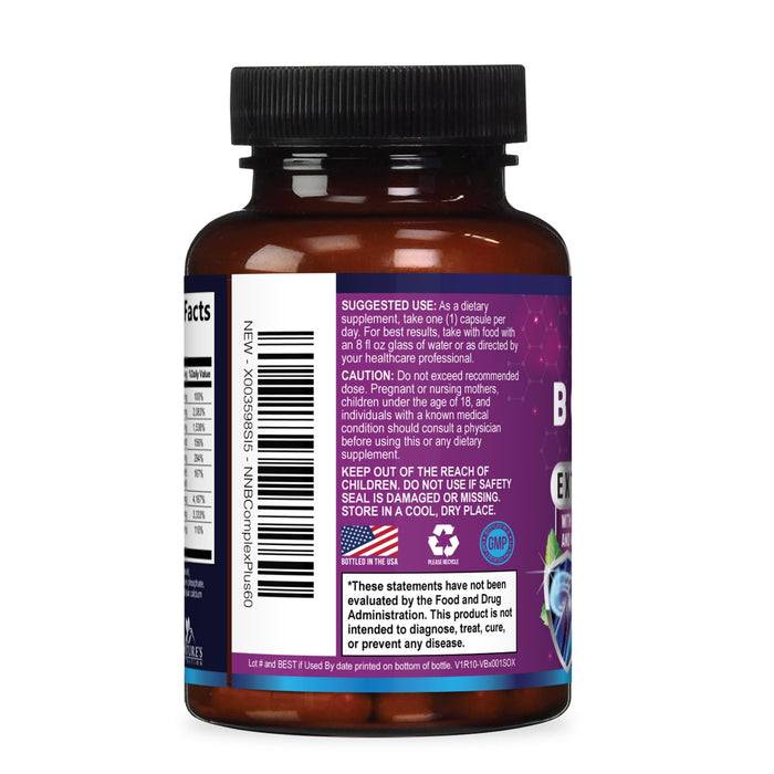 B Complex Vitamins Capsules with Vitamin B6 B12 B100 C Biotin Folate & Folic Acid – 60 Capsules