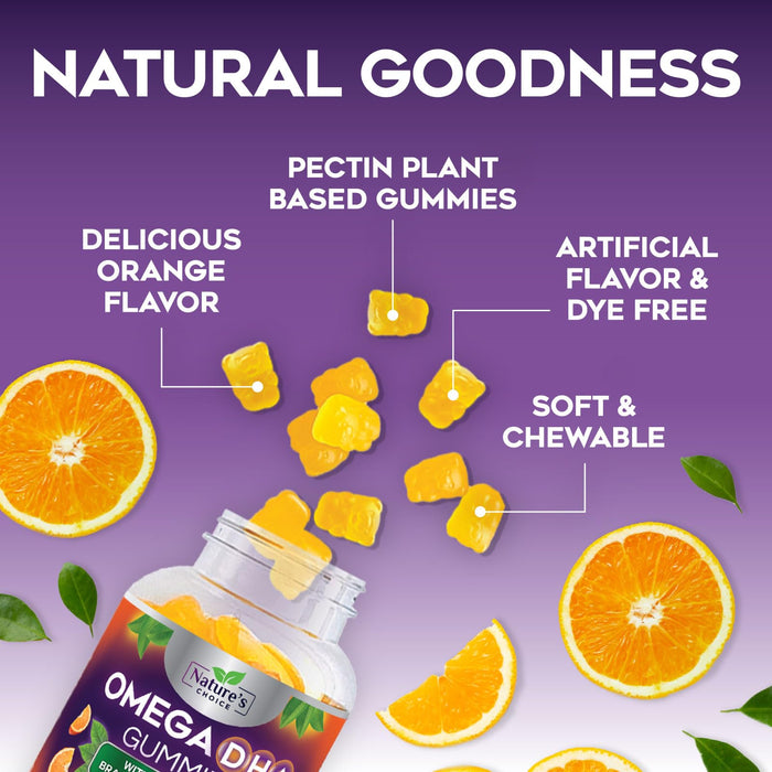 Omega 3 Fish Oil Gummies - Triple Strength Omega3 Gummy - DHA & EPA Fatty Acids for Heart Health, Joint & Brain Support, Nature's High Absorption Omega Fish Oil Supplement, Orange Flavor- 120 Gummies