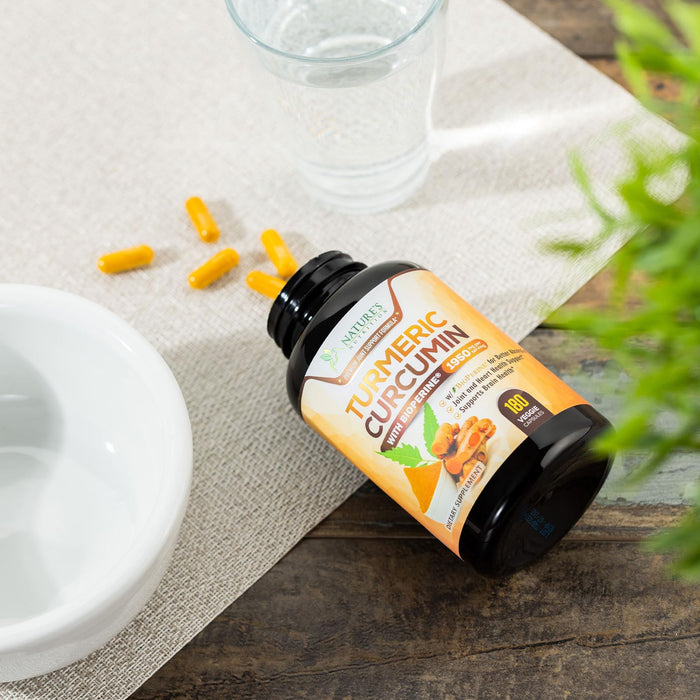 Turmeric Curcumin Supplement 1950mg - 95% Curcuminoids with Organic Turmeric & BioPerine Black Pepper Extract for Best Absorption, Nature's Vegan Joint Support, Non-GMO, Bottled in USA - 180 Capsules