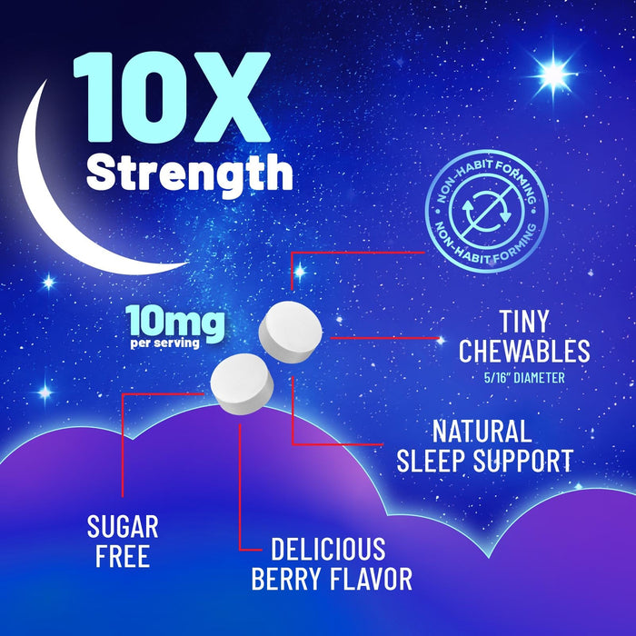 Fast Dissolve Melatonin 10mg, Sleep Support for Adults, Melatonin Sleep Supplement, for Promoting Restful Sleep, Non-Habit Forming, 100% Drug Free, Berry Flavored - 120 Chewable Tablets