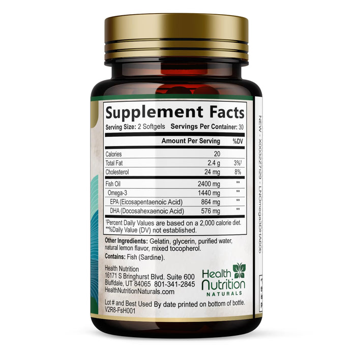 Omega-3 Fish Oil – 1200mg – 60 Softgels