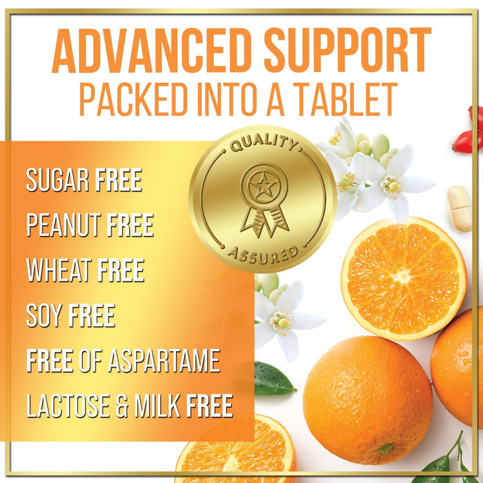 Vitamin C Supplement 1000mg - Extra Strength with Rose Hips Bioflavonoids - Sugar Free Vitamin C Chewable Pills, Nature's Vit C for Immune Support & Antioxidant Protection - 120 Chewable Tablets