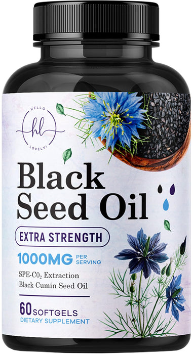 Black Seed Oil Softgels 1000mg - Premium Nigella Sativa Blackseed, Pure Natural Black Cumin Seed Oil & Antioxidant for Skin & Immune Support - Non GMO, Bottled in USA Supplement - 60 Softgels
