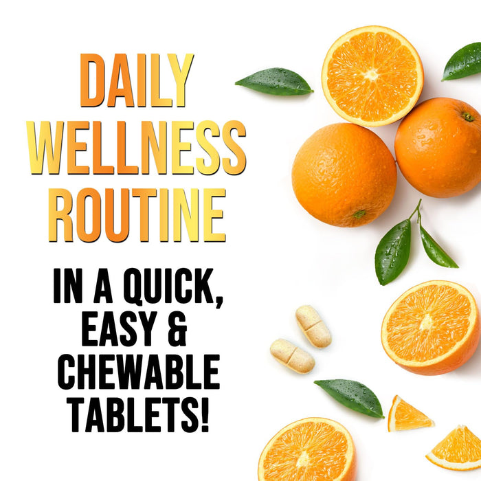 Vitamin C 1000mg Chewable Supplement - Extra Strength Immune Support Vitamin C Dietary Supplement with Rose HIPS, Nature's VitaminC Antioxidant Support, Natural, Vegan, Orange Flavor - 120 Tablets