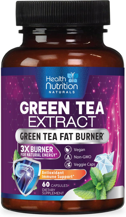 Green Tea Extract Pills - 98% Standardized EGCG 1300mg 3X Strength for Natural Energy - Supports Heart & Antioxidant Health Herbal & Immune Support Supplement Polyphenols & Catechins - 60 Capsules